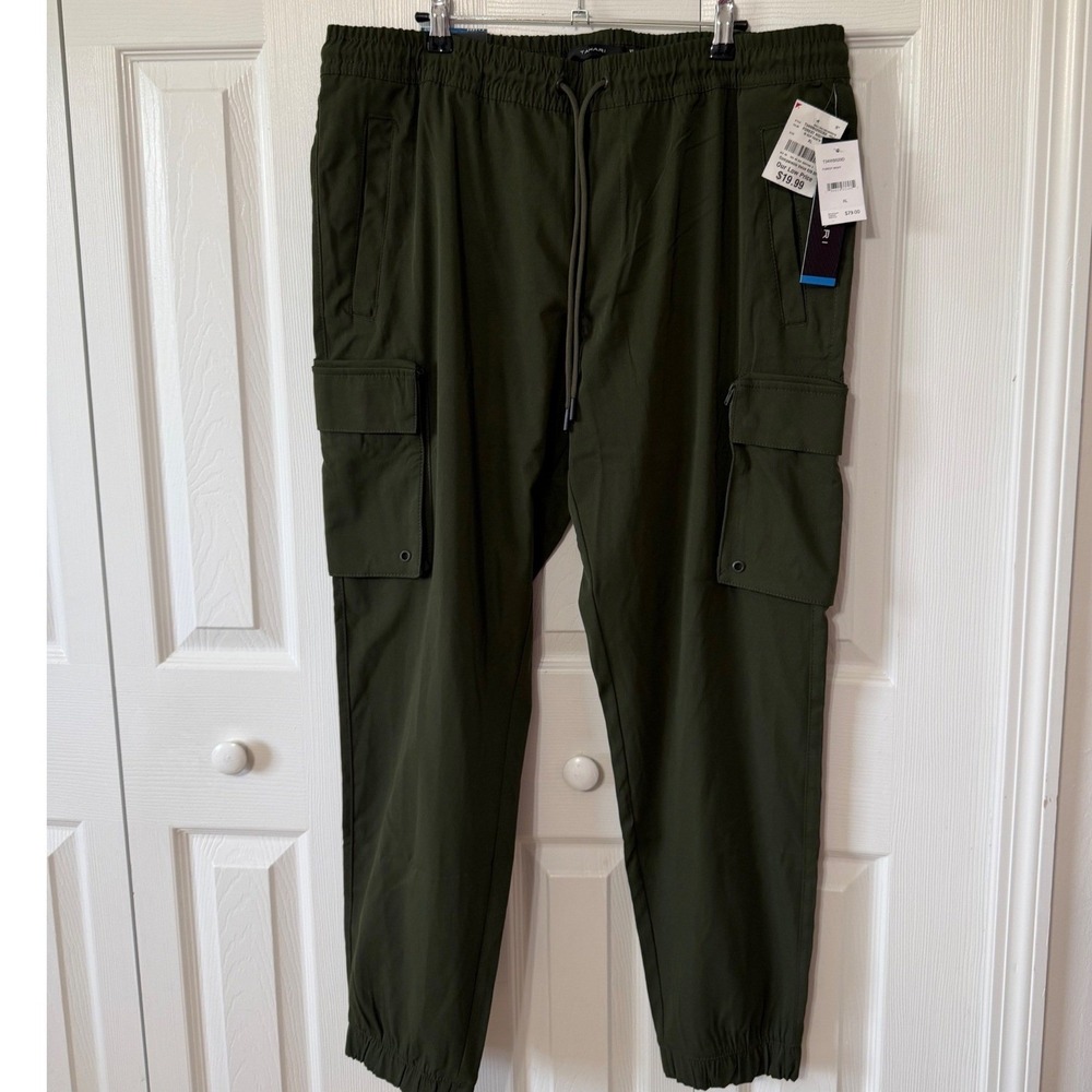 Tahari Mens Noho Zip Cargo Jogger Slim Fit Forest Green XL New TAH9029D